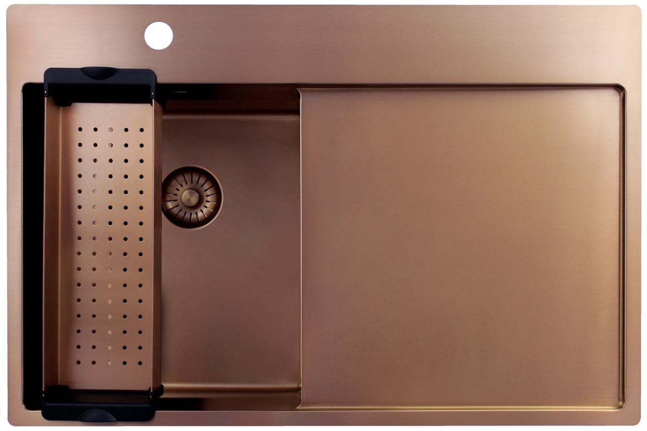 Pure.Sink Exclusivo Koppar liten diskbänk med avrinningsyta 78x52 cm Tapwing vänster PEX3478LT-62 - Productafbeelding 3