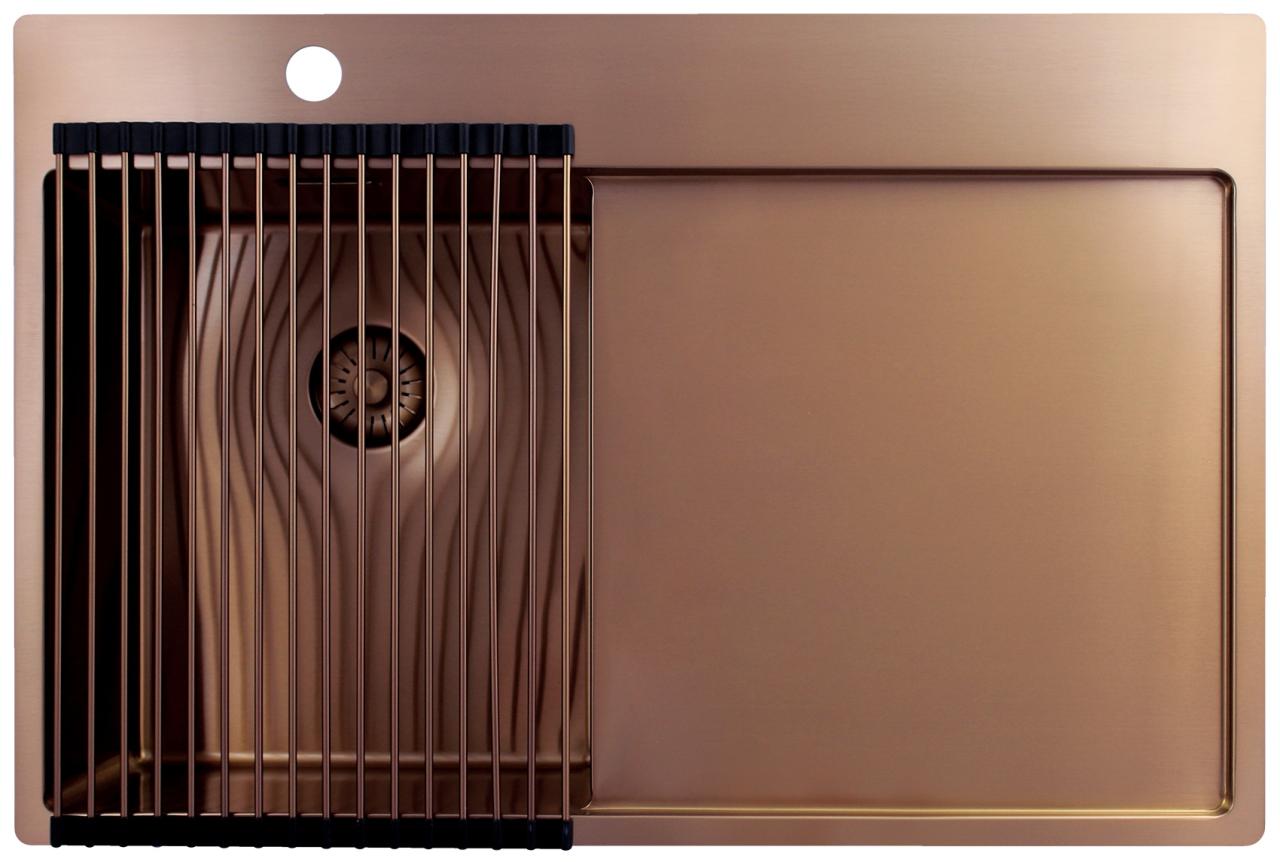 Pure.Sink Exclusivo Koppar liten diskbänk med avrinningsyta 78x52 cm Tapwing vänster PEX3478LT-62 - Productafbeelding 4