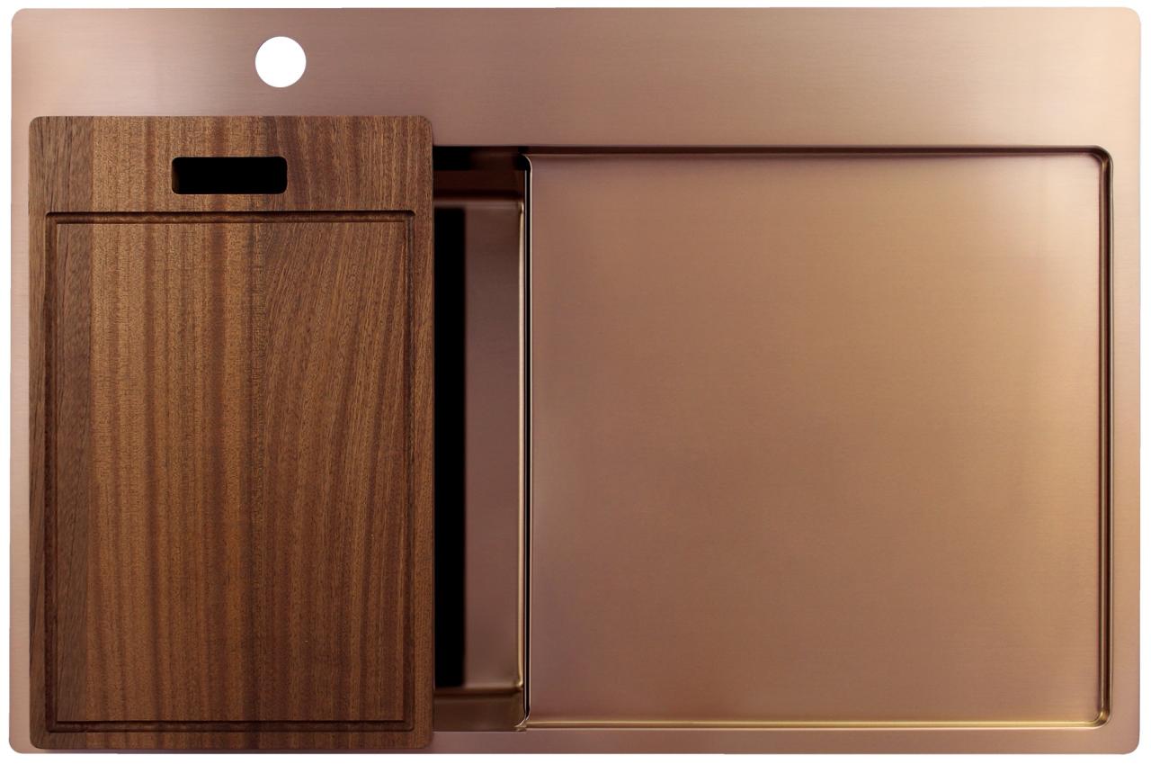 Pure.Sink Exclusivo Koppar liten diskbänk med avrinningsyta 78x52 cm Tapwing vänster PEX3478LT-62 - Productafbeelding 5