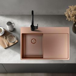 Pure.Sink Exclusivo Koppar liten diskbänk med avrinningsyta 78x52 cm Tapwing vänster PEX3478LT-62