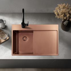 Pure.Sink Exclusivo Koppar liten diskbänk med avrinningsyta 78x52 cm Tapwing vänster PEX3478LT-62