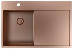 Pure.Sink Exclusivo Koppar liten diskbänk med avrinningsyta 78x52 cm Tapwing vänster PEX3478LT-62