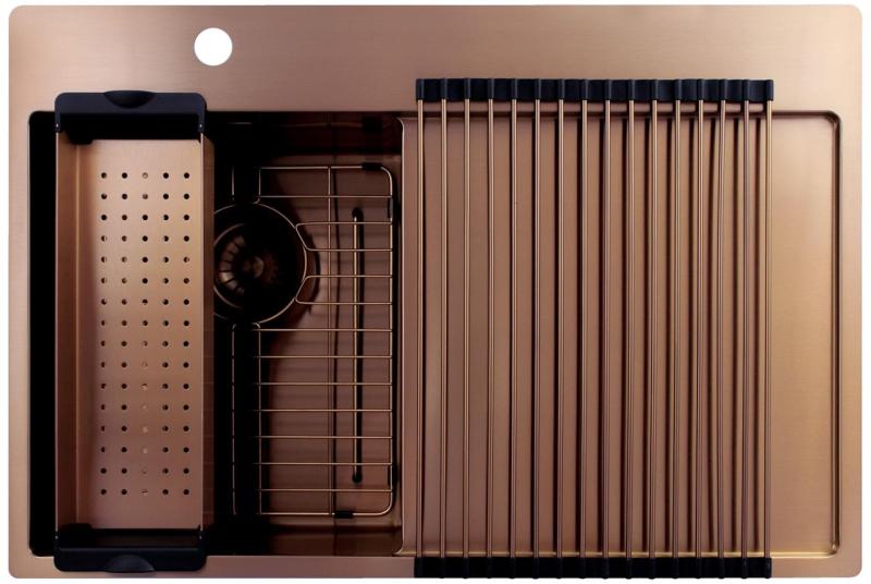 Pure.Sink Exclusivo Koppar liten diskbänk med avrinningsyta 78x52 cm Tapwing vänster PEX3478LT-62