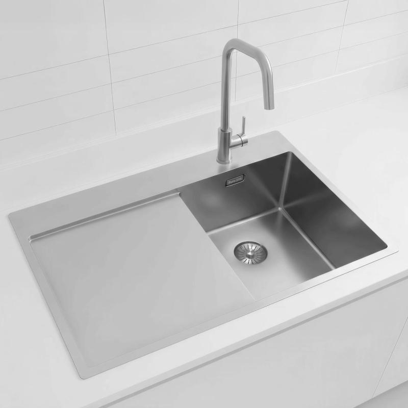 Pure.Sink Exclusivo RVS liten diskho med avrinningsområde 78x52 cm Tapwing till höger PEX3478RT-02