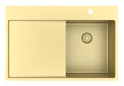 Pure.Sink Exclusivo Guld liten diskbänk med avrinningsområde 78x52 cm Tapwing till höger PEX3478RT-60