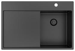 Pure.Sink Exclusivo Gun Metal liten diskho med avrinningsyta 78x52 cm Tapwing höger PEX3478RT-61