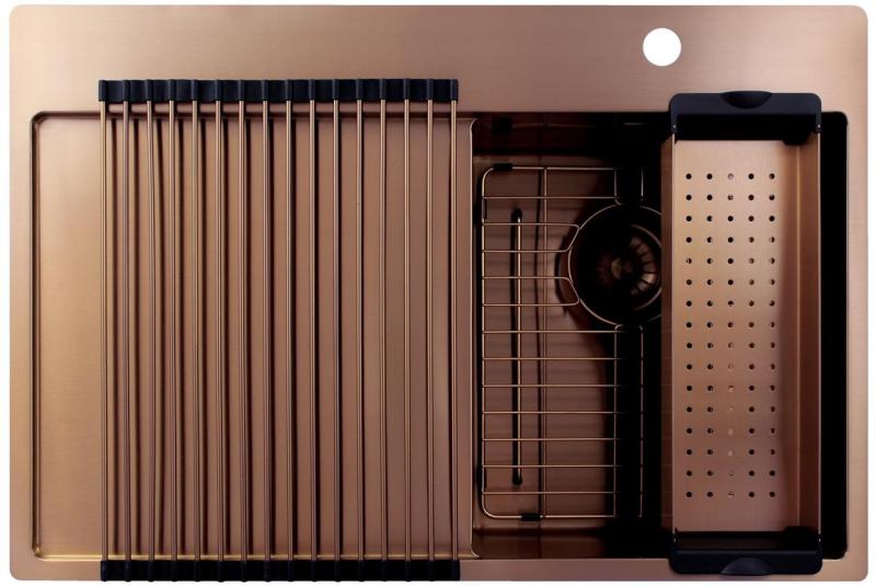 Pure.Sink Exclusivo Koppar liten diskbänk med avrinningsområde 78x52 cm Tapwing till höger PEX3478RT-62