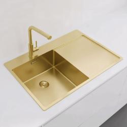 Pure.Sink Exclusivo Gyllene diskho med avrinningsyta 78x52 cm Kranvinge vänster PEX4078LT-60