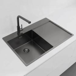 Pure.Sink Exclusivo Gun Metal diskho med avrinningsdel 78x52 cm Tapwing vänster PEX4078LT-61
