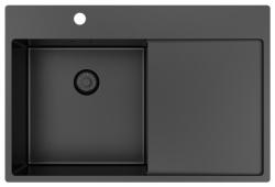 Pure.Sink Exclusivo Gun Metal diskho med avrinningsdel 78x52 cm Tapwing vänster PEX4078LT-61