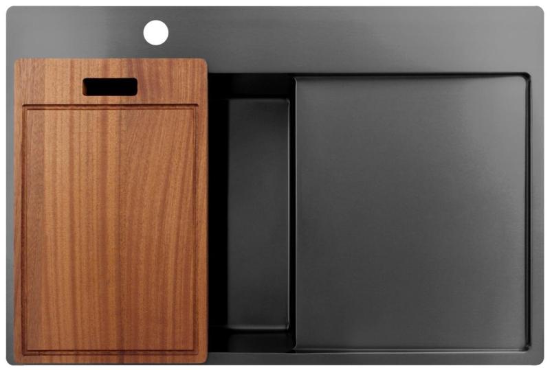 Pure.Sink Exclusivo Gun Metal diskho med avrinningsdel 78x52 cm Tapwing vänster PEX4078LT-61