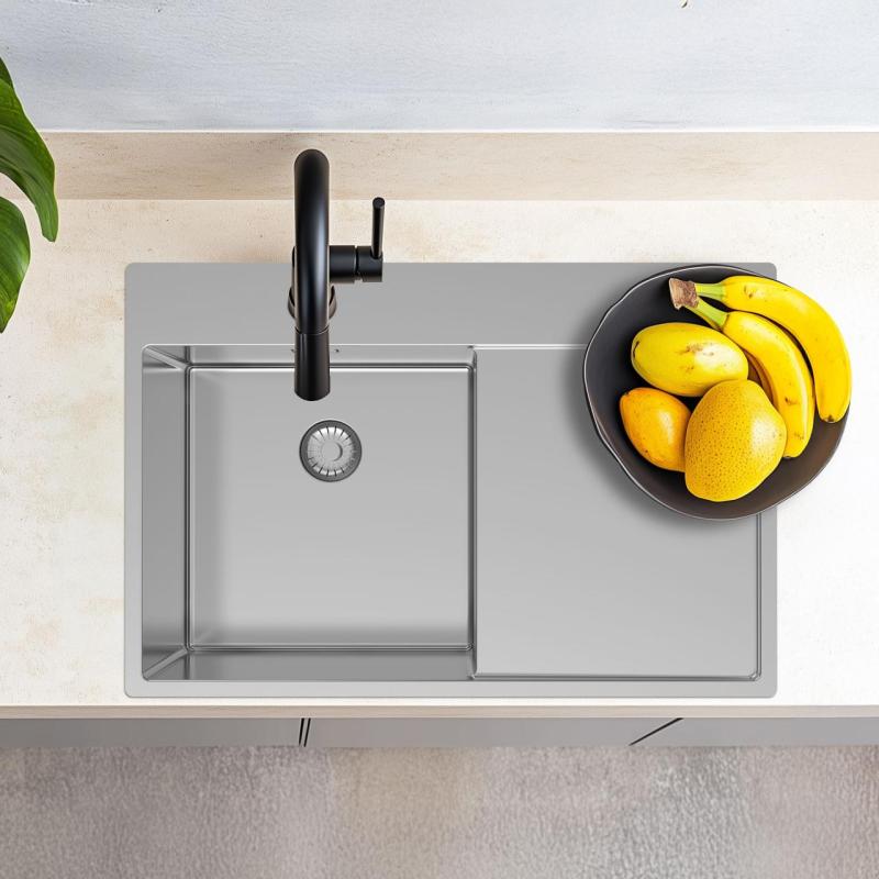 Pure.Sink Exclusivo RVS diskho med avrinningsdel 78x52 cm Tapwing till höger PEX4078RT-02