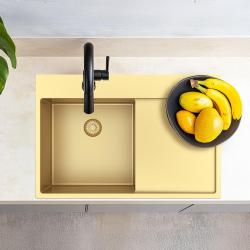 Pure.Sink Exclusivo Guld diskbänk med avrinningsområde 78x52 cm Tapwing höger PEX4078RT-60