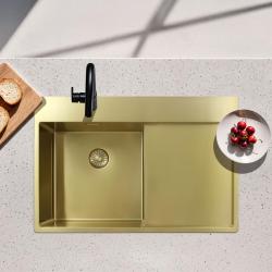 Pure.Sink Exclusivo Guld diskbänk med avrinningsområde 78x52 cm Tapwing höger PEX4078RT-60