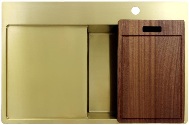 Pure.Sink Exclusivo Guld diskho med avrinningsyta 78x52 cm Kranvinge höger PEX4078RT-60