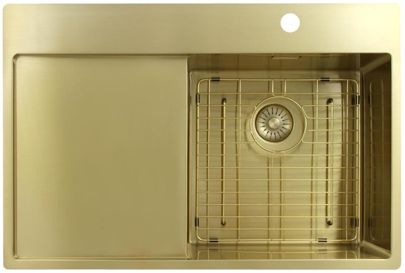 Pure.Sink Exclusivo Guld diskho med avrinningsyta 78x52 cm Kranvinge höger PEX4078RT-60