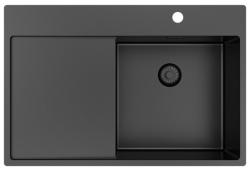 Pure.Sink Exclusivo Gun Metal diskho med avrinningsdel 78x52 cm Tapwing höger PEX4078RT-61