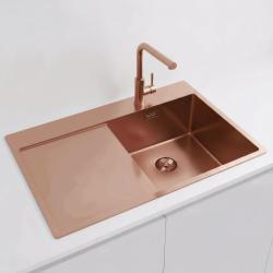 Pure.Sink Exclusivo Koppar diskho med droppningsområde 78x52 cm Tapwing höger PEX4078RT-62