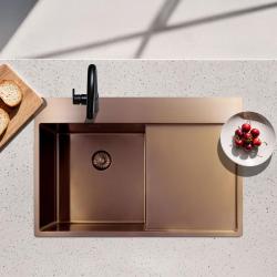 Pure.Sink Exclusivo Koppar diskho med droppningsområde 78x52 cm Tapwing höger PEX4078RT-62