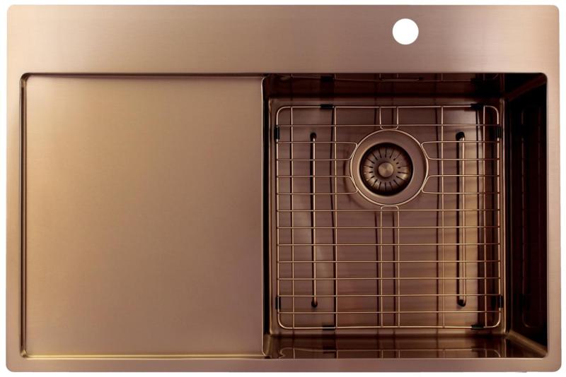 Pure.Sink Exclusivo Koppar diskho med droppningsområde 78x52 cm Tapwing höger PEX4078RT-62