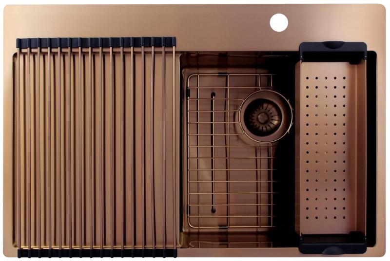 Pure.Sink Exclusivo Koppar diskho med droppningsområde 78x52 cm Tapwing höger PEX4078RT-62