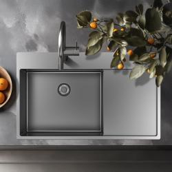 Pure.Sink Exclusivo RVS diskho med droppavsnitt 86x52 cm Tapwing vänster PEX5086LT-02