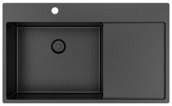Pure.Sink Exclusivo Gun Metal diskho med avrinningsdel 86x52 cm Tapwing vänster PEX5086LT-61