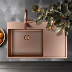Pure.Sink Exclusivo Koppar diskbänk med avrinningsyta 86x52 cm Tapwing vänster PEX5086LT-62