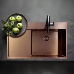 Pure.Sink Exclusivo Koppar diskbänk med avrinningsyta 86x52 cm Tapwing vänster PEX5086LT-62
