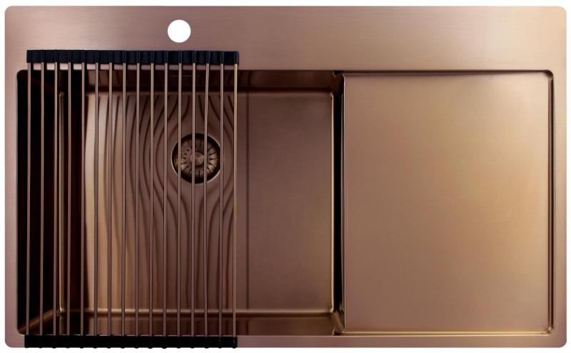 Pure.Sink Exclusivo Koppar diskbänk med avrinningsyta 86x52 cm Tapwing vänster PEX5086LT-62