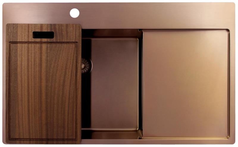 Pure.Sink Exclusivo Koppar diskbänk med avrinningsyta 86x52 cm Tapwing vänster PEX5086LT-62