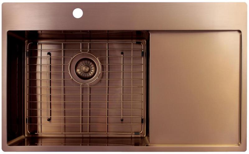 Pure.Sink Exclusivo Koppar diskbänk med avrinningsyta 86x52 cm Tapwing vänster PEX5086LT-62