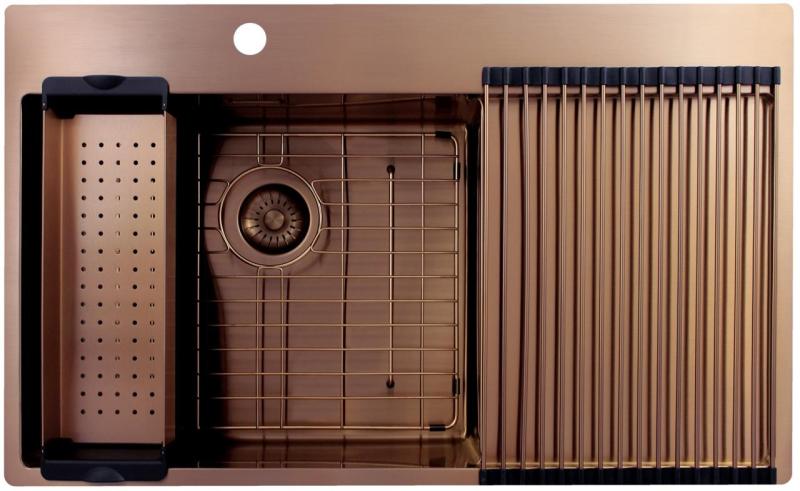 Pure.Sink Exclusivo Koppar diskbänk med avrinningsyta 86x52 cm Tapwing vänster PEX5086LT-62