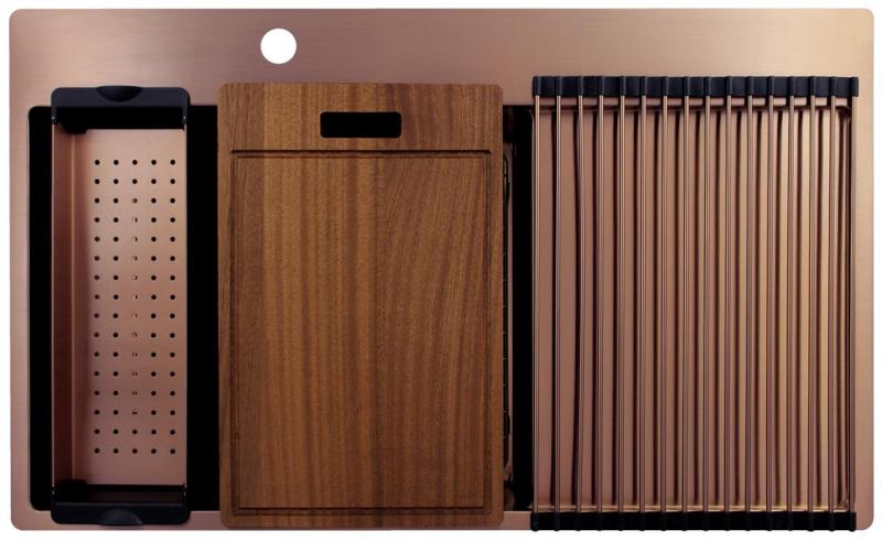 Pure.Sink Exclusivo Koppar diskbänk med avrinningsyta 86x52 cm Tapwing vänster PEX5086LT-62