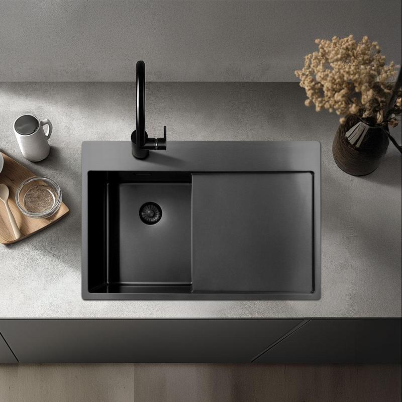 Pure.Sink Exclusivo RVS diskho med avrinningsområde 86x52 cm Tapwing höger PEX5086RT-02