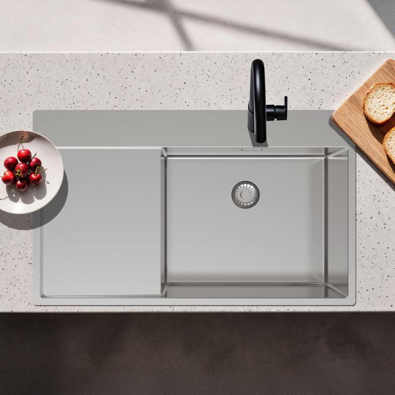 Pure.Sink Exclusivo RVS diskho med avrinningsområde 86x52 cm Tapwing höger PEX5086RT-02
