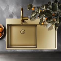 Pure.Sink Exclusivo Guld diskho med droppdel 86x52 cm Tapwing till höger PEX5086RT-60