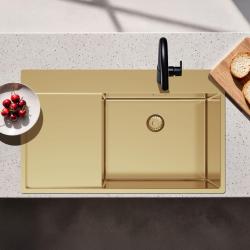 Pure.Sink Exclusivo Guld diskho med droppdel 86x52 cm Tapwing till höger PEX5086RT-60