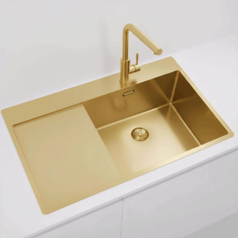 Pure.Sink Exclusivo Guld diskho med droppdel 86x52 cm Tapwing till höger PEX5086RT-60