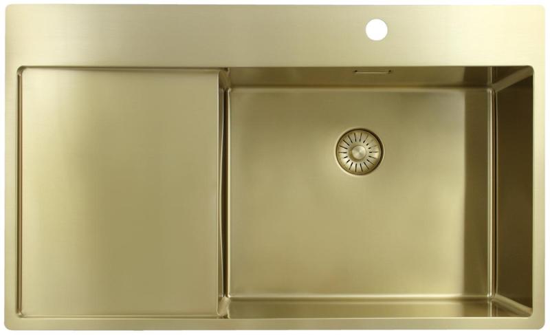 Pure.Sink Exclusivo Guld diskho med droppdel 86x52 cm Tapwing till höger PEX5086RT-60