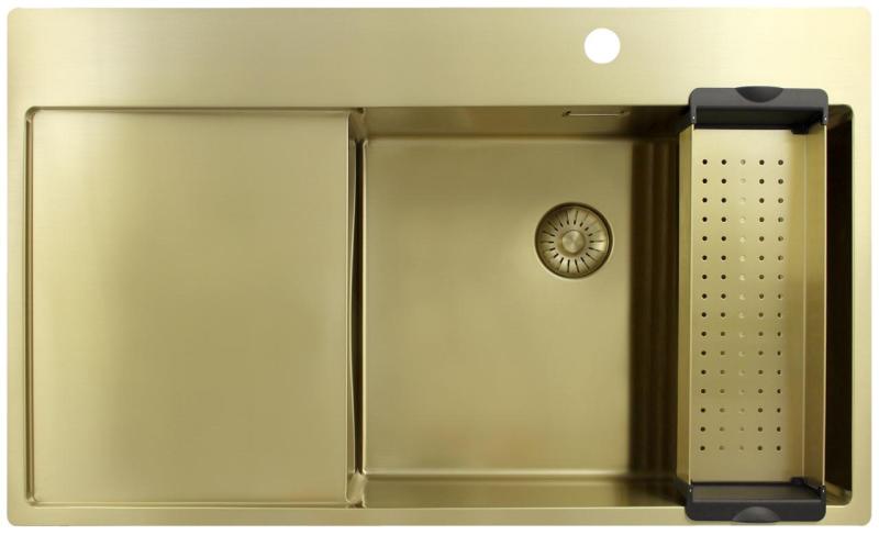 Pure.Sink Exclusivo Guld diskho med droppdel 86x52 cm Tapwing till höger PEX5086RT-60