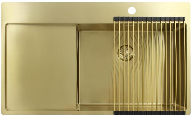 Pure.Sink Exclusivo Guld diskho med droppdel 86x52 cm Tapwing till höger PEX5086RT-60