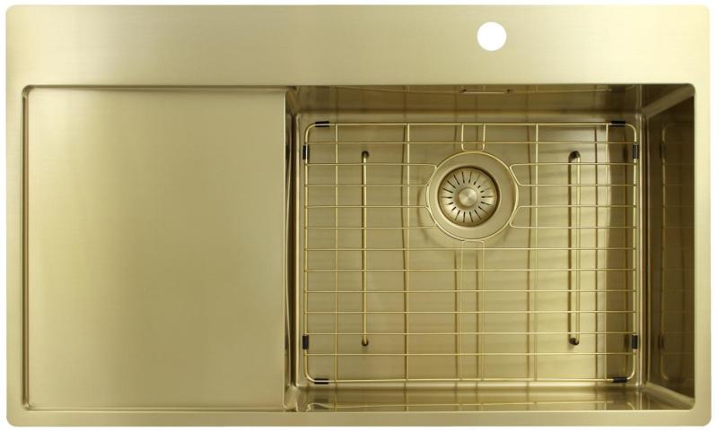 Pure.Sink Exclusivo Guld diskho med droppdel 86x52 cm Tapwing till höger PEX5086RT-60