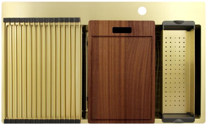 Pure.Sink Exclusivo Guld diskho med droppdel 86x52 cm Tapwing till höger PEX5086RT-60