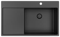 Pure.Sink Exclusivo Gun Metal diskbänk med droppområde 86x52 cm Tapwing höger PEX5086RT-61