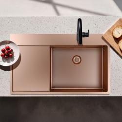 Pure.Sink Exclusivo Koppar diskho med droppskydd 86x52 cm Tapwing höger PEX5086RT-62