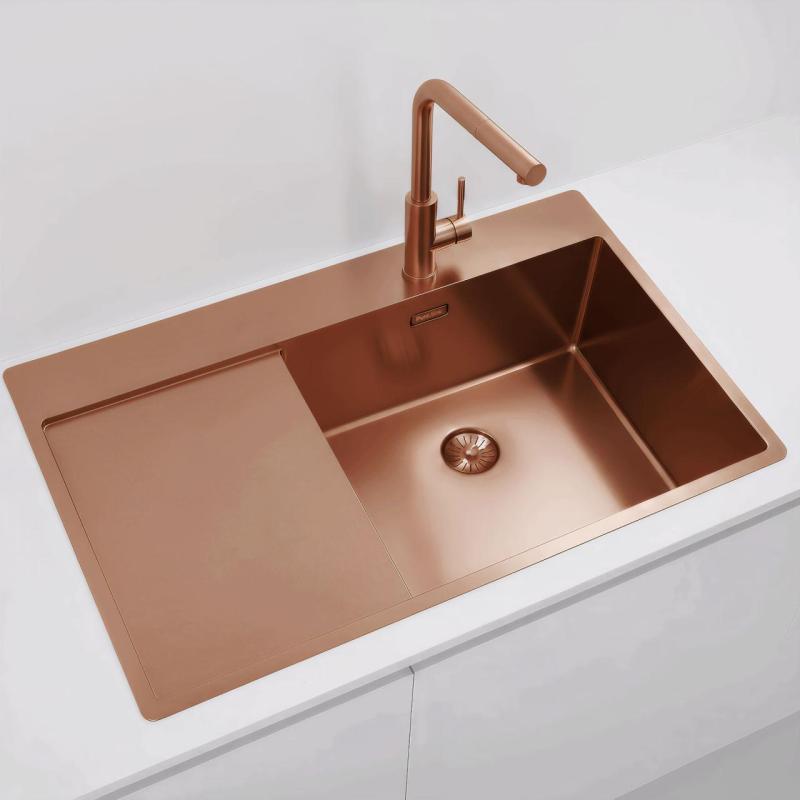 Pure.Sink Exclusivo Koppar diskho med droppskydd 86x52 cm Tapwing höger PEX5086RT-62