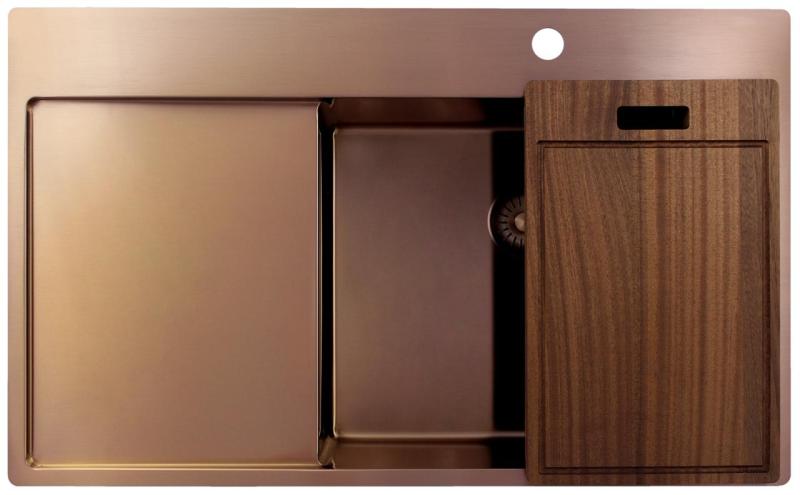 Pure.Sink Exclusivo Koppar diskho med droppskydd 86x52 cm Tapwing höger PEX5086RT-62