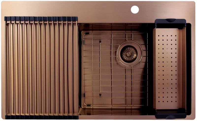 Pure.Sink Exclusivo Koppar diskho med droppskydd 86x52 cm Tapwing höger PEX5086RT-62