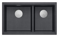 Quadri Newport II Dubbel Antracit Granit Undermonterad Diskbänk 702 x 390 mm med Rostfri Plugg 1208971384